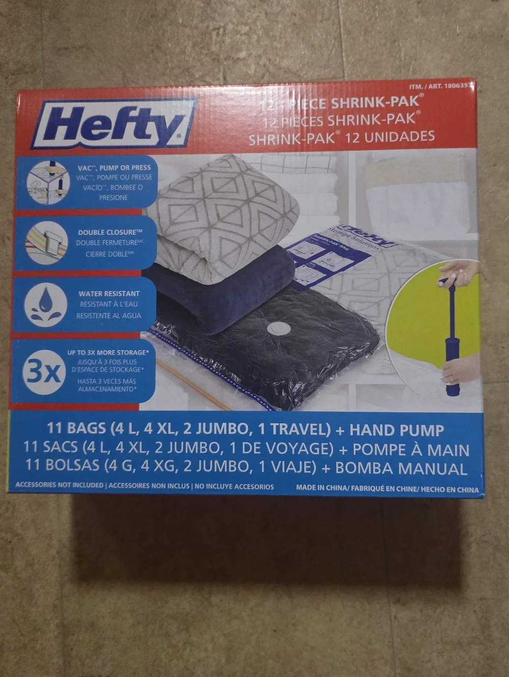 Hefty Shrink-Pak 12 Vacuum Storage Bags Large XL Jumbo Travel Waterproof New